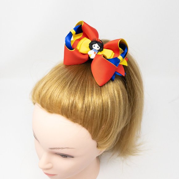 Handmade Disney Princess Snow White 'Bows Party' Hair Bow Clip for girls - Picture 3 of 9